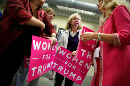 Supporters rally with Republican U.S. presidential nominee Donald Trump in Fletcher, North Carolina, U.S. October 21, 2016. REUTERS/Jonathan Ernst