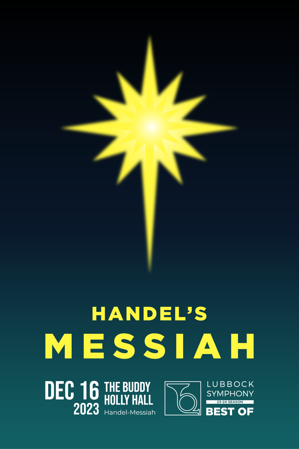 “Handel’s Messiah,” performed by the Lubbock Chamber Orchestra, premieres Saturday, Dec. 16 at 7:30 p.m. at The Buddy Holly
Hall of Performing Arts and Sciences.
