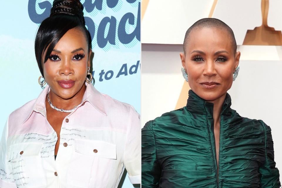 Vivica A. Fox attends Great Wolf Lodge's “The Great Wolf Pack: A Call to Adventure” red carpet event; Jada Pinkett Smith attends the 94th Annual Academy Awards