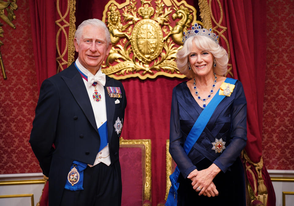 King Charles III and Queen Camilla waxworks