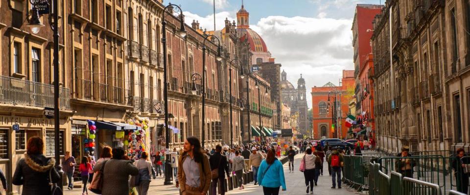 MEXICO CITY, MEX - OCT 27, 2016: Architecture of the historic part of Mexico City, DF, the capital and most populous city of Mexico