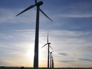 Wind farm outside Fort MacLeod, Alberta, Canada [photographer: Joel Bennett]