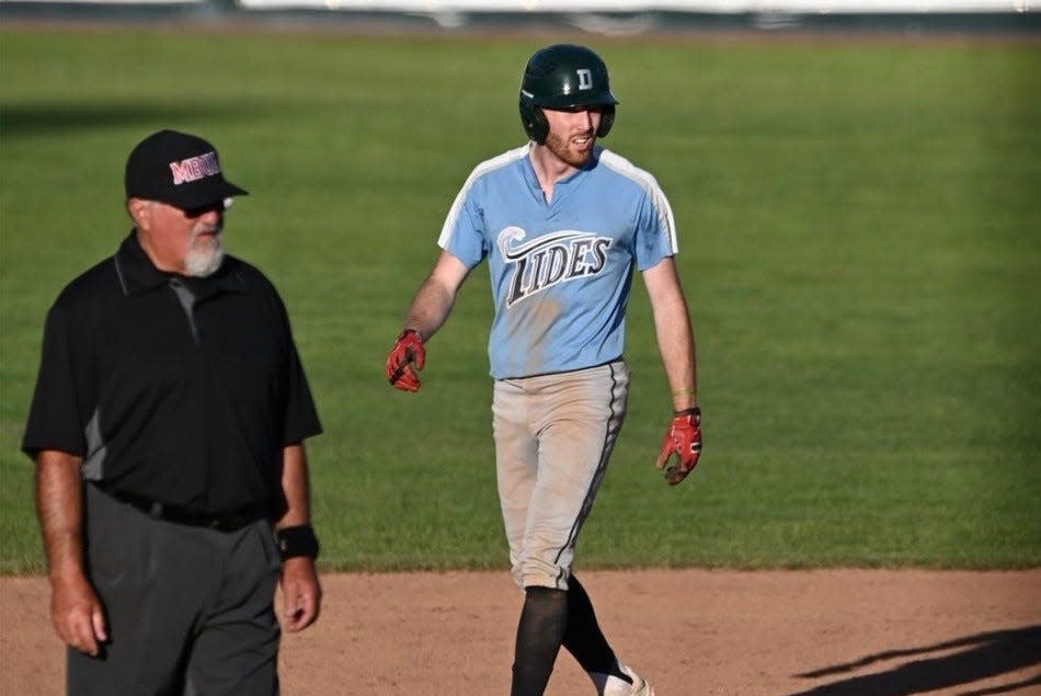 Dover’s Ryan Coleman leads off second base during a game earlier this year in Nashua at Holman Stadium.