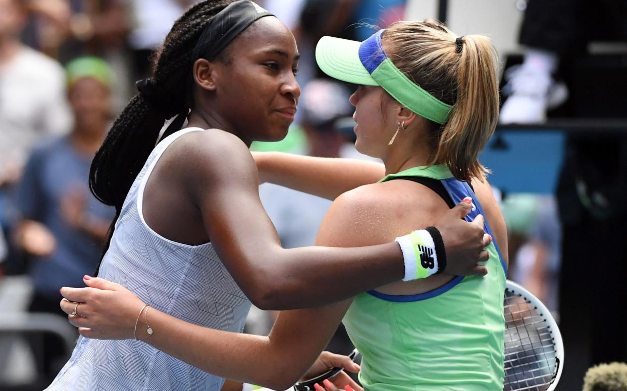 Coco Gauff congratulates Sofia Kenin on her victory - AFP