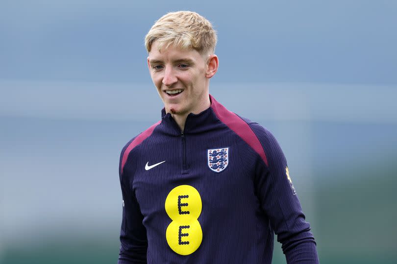 Anthony Gordon during an England training session