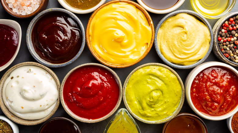 various dips and sauces