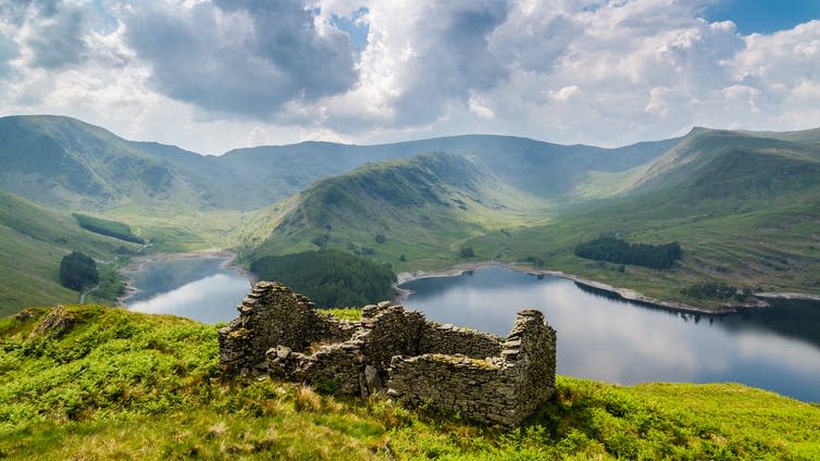 <span class="caption">Bothy ruins above Haweswater, the Lake District, England.</span> <span class="attribution"><a class="link " href="https://www.shutterstock.com/image-photo/bothy-ruins-above-haweswater-lake-district-434561275" rel="nofollow noopener" target="_blank" data-ylk="slk:Michael Conrad/Shutterstock.com;elm:context_link;itc:0;sec:content-canvas">Michael Conrad/Shutterstock.com</a></span>