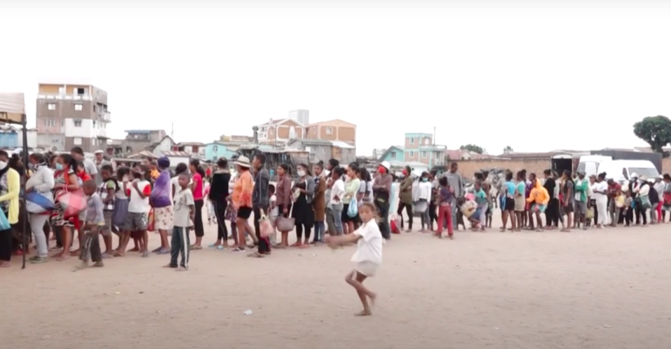 Long queues formed in Madagascar for what the president said was a coronavirus 'cure'. (YouTube/AFP)
