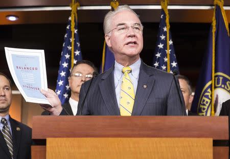 Chairman of the House Budget Committee Tom Price (R-GA) announces the House Budget during a press conference on Capitol Hill in Washington on March 17, 2015. REUTERS/Joshua Roberts
