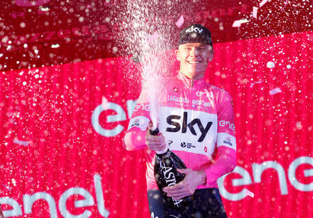 Cycling - Giro d'Italia, Rome, Italy - May 27, 2018 Team Sky's Chris Froome celebrates after winning the Giro d'Italia REUTERS/Alessandro Garofalo