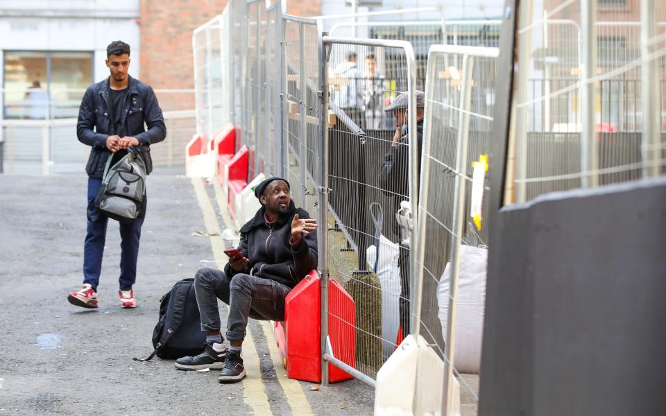 People outside the International Protection centre ,in Dublin City centre