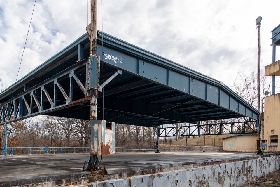 The stage of Mesker Amphitheatre is seen Thursday, Feb. 8, 2024. The venue has been closed since 2012.