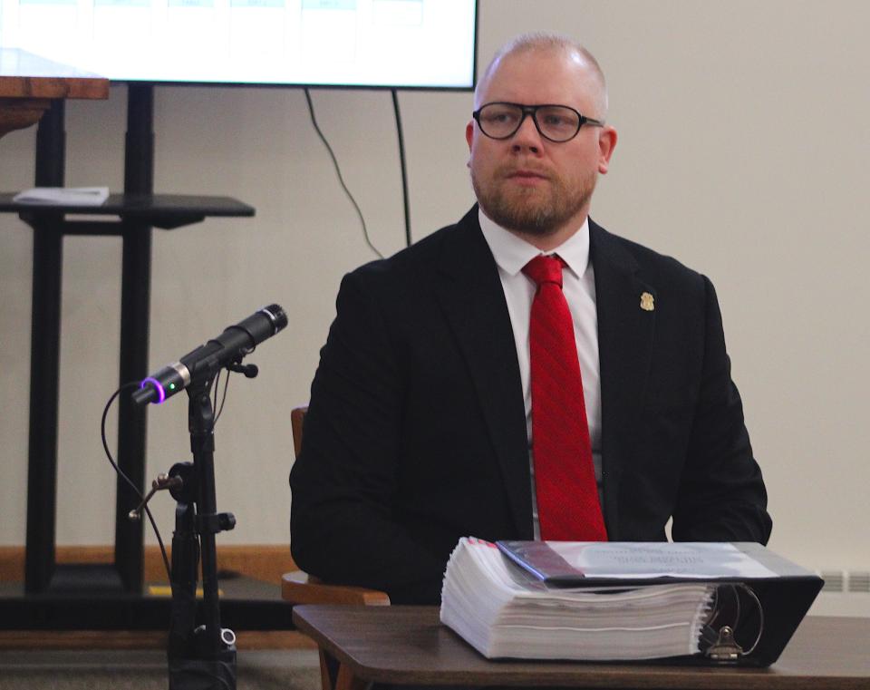FBI Special Agent Henrik "Hank" Impola is interviewed by Michigan Assistant Attorney General William Rollstin. Impola was on the stand on Friday, Aug. 25 and detailed the increasing fervor of the group planning to kidnap Gov. Gretchen Whitmer.