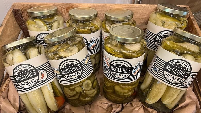 McClure's pickles jars wooden box