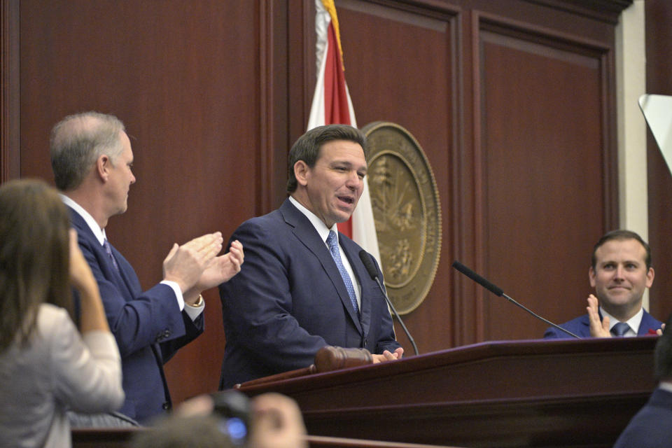 Wilton Simpson,Chris Sprowls,Ron DeSantis (Phelan M. Ebenhack / AP)