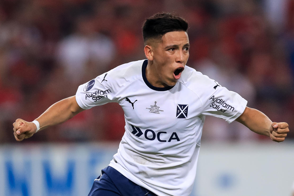 Ezequiel Barco scored for Independiente in the second leg of the 2017 Copa Sudamericana final against Flamengo. (Getty)