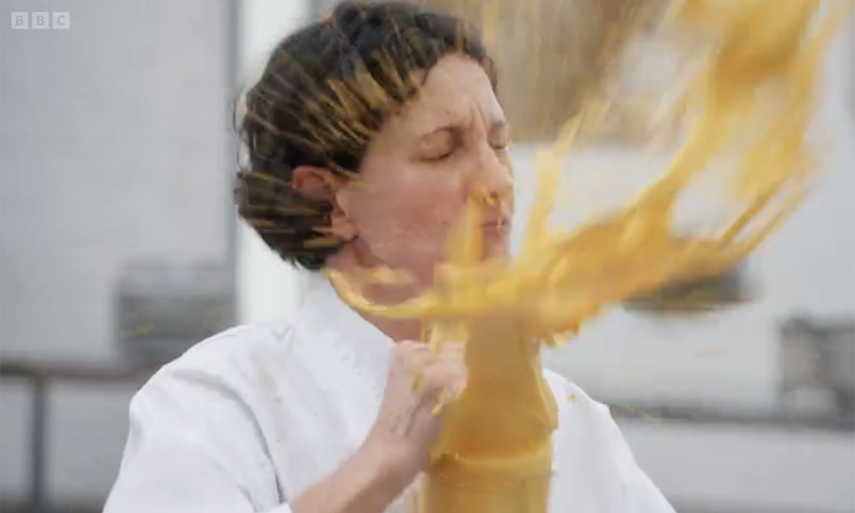 Masterchef: The Professionals saw one of the contestants have an accident with boiling hot soup (BBC)