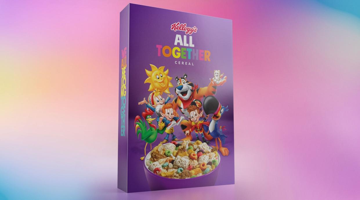 Kellogg's All Together limited edition box, featuring the company's famous mascots and cereals. (Photo: PRNewsfoto/Kellogg Company)