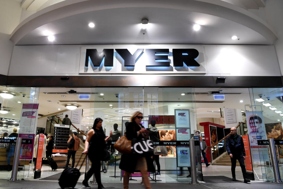 A Myer store is seen in Sydney on Thursday, July 20, 2017. (AAP Image/Keri Megelus)