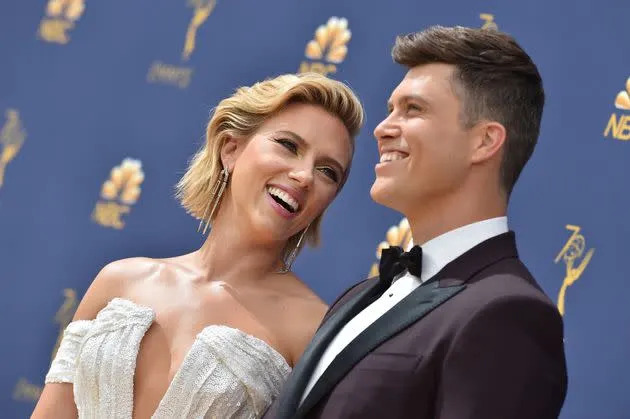 Scarlett Johansson and Colin Jost attend the 70th Emmy Awards on Sep. 17, 2018, in Los Angeles. (Photo: Axelle/Bauer-Griffin via Getty Images)