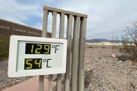 FILE PHOTO: Thermometer shows high temperatures in Death Valley
