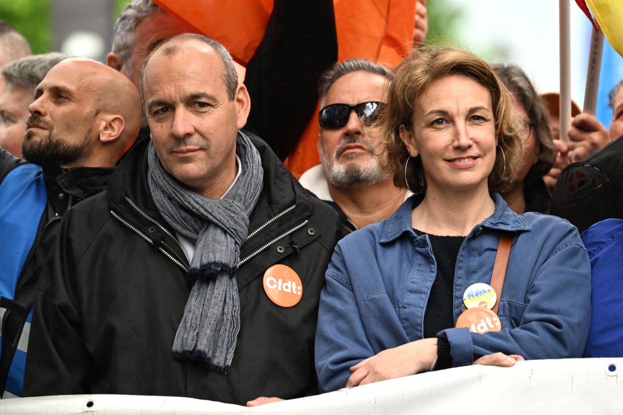 Laurent Berger et Marylise Léon, lors de la manifestation du 1er mai à Paris