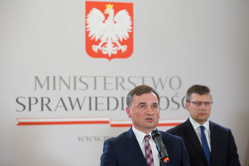 Polish Minister of Justice Zbigniew Ziobro attends press conference amid coalition tension in Warsaw