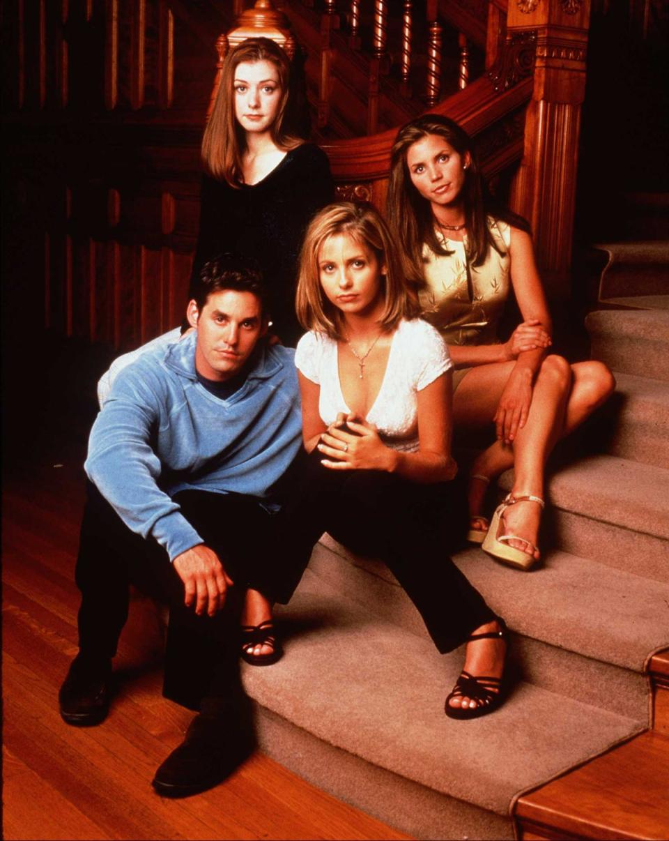 Nicholas Brendon (far left) is best known for playing wise-cracking Xander Harris in 90s TV series Buffy The Vampire Slayer (Getty Images)