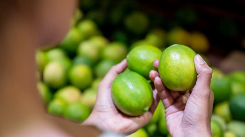 Woman's hands holding limes 