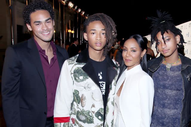 <p> Randy Shropshire/Getty</p> Trey Smith, Jaden Smith, Jada Pinkett Smith and Willow Smith