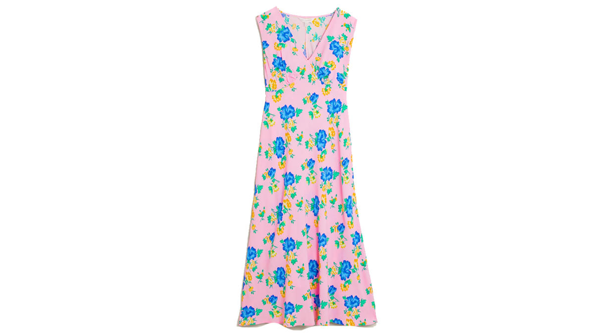 Floral V-Neck Sleeveless Midi Slip Dress