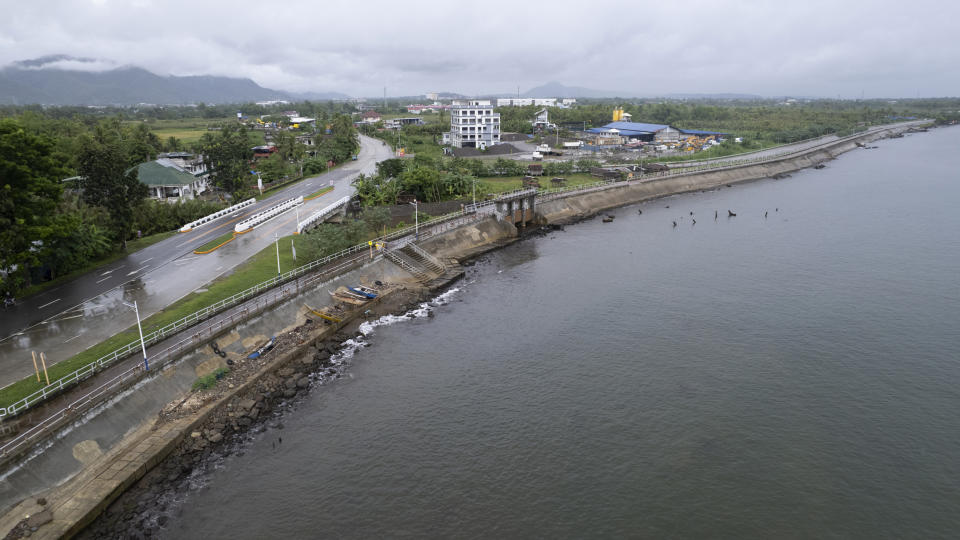 Leyte tide embankment project is seen in Tacloban city, Leyte province, central Philippines on Wednesday, Oct. 26, 2022. The seawall was built to shield coastal villages from possible storm surges like the one during the height of super Typhoon Haiyan that left thousands dead or missing in central Philippines and destroyed homes, agriculture and infrastructure and left thousands more homeless. (AP Photo/Aaron Favila)