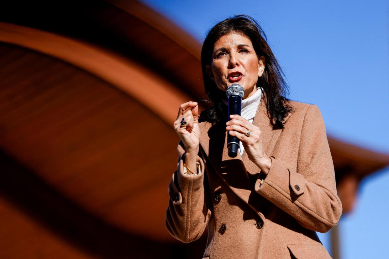 <span>Nikki Haley campaigns in Bamberg, South Carolina, on 13 February.</span><span>Photograph: Julia Nikhinson/Reuters</span>