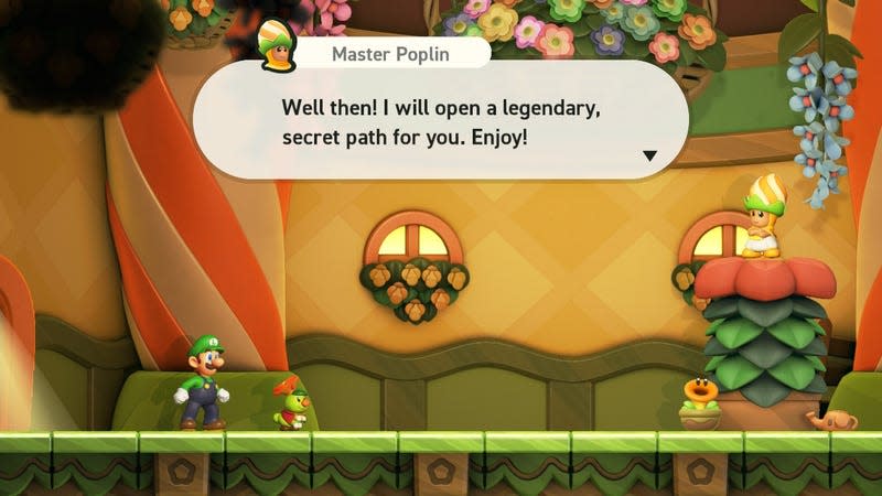 Master Poplin speaks to Luigi, saying 