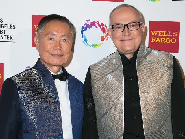 <p>Vincent Sandoval/Getty</p> George Takei (left) and Brad Takei