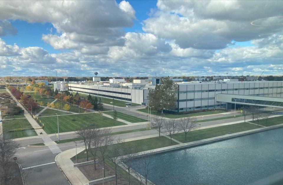 Aerial view of GM’s Global Technical Center in Warren, Michigan.