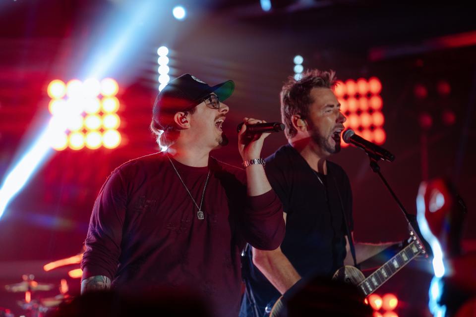 HARDY performs with Nickelback's Chad Kroeger on "CMT Crossroads: Nickelback & HARDY" in March at Marathon Music Works in Nashville.