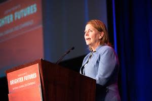 National CASA/GAL Deputy CEO Sally Erny brings greetings during the second annual CASA/GAL Volunteer’s Day celebration held June 6. Photo Credit: National CASA/GAL Association for Children