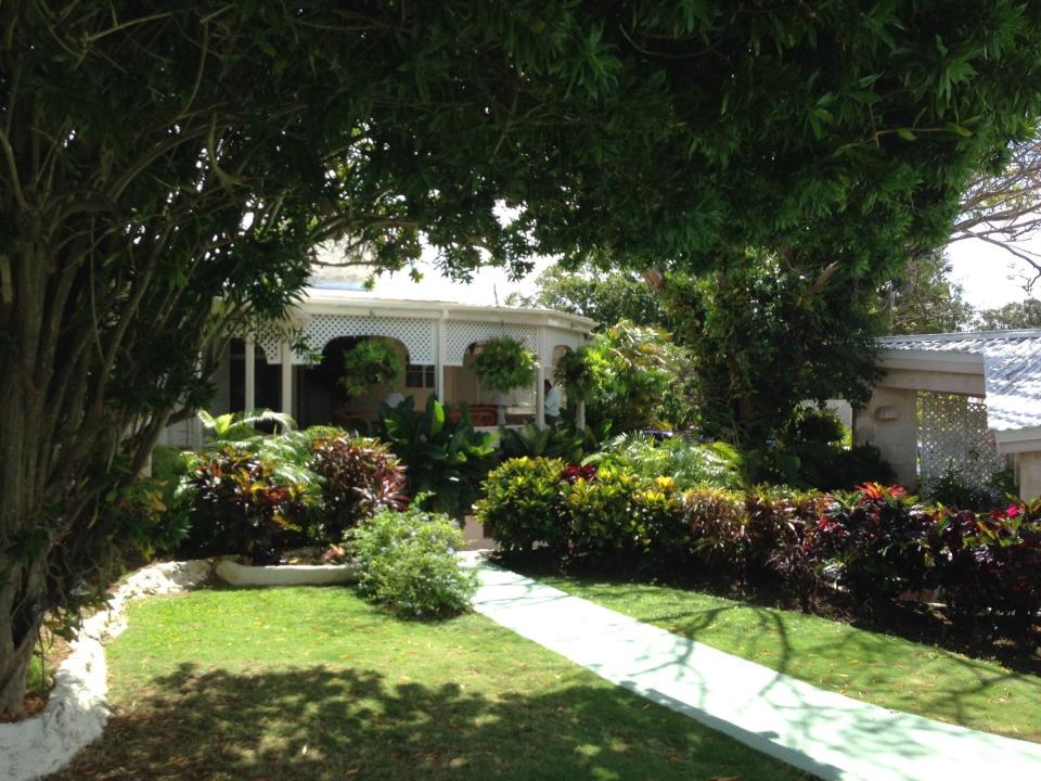 The Oakleys' house, as viewed from the garden