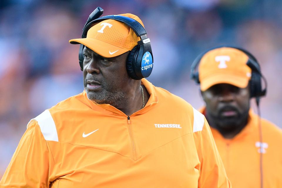 Tennessee defensive line coach Rodney Garner at the 2021 Music City Bowl NCAA college football game at Nissan Stadium in Nashville, Tenn. on Thursday, Dec. 30, 2021.