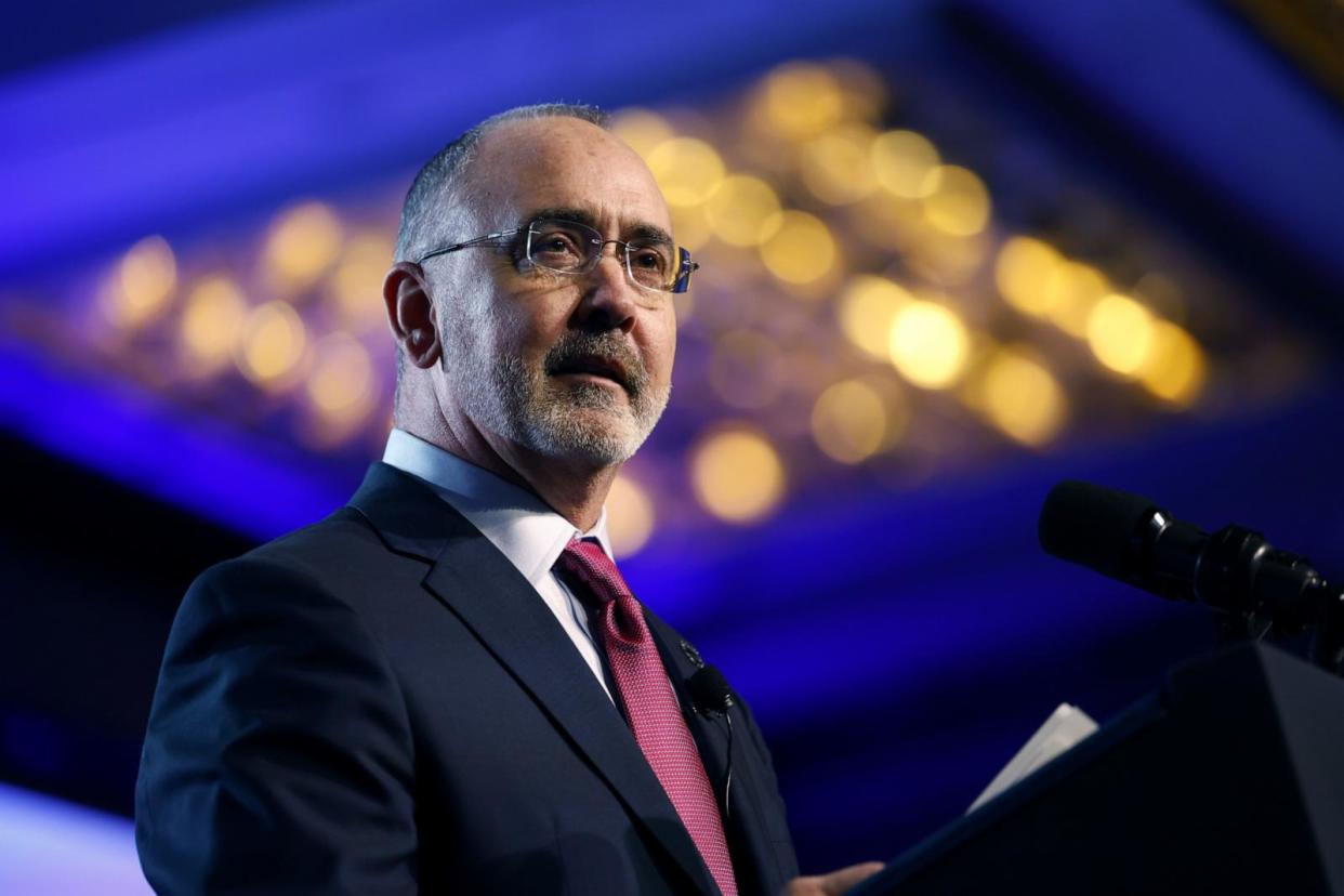 PHOTO: Shawn Fain, president of the United Auto Workers, speaks at the United Auto Workers conference in Washington, DC, Jan. 24, 2024.  (Bloomberg via Getty Images)