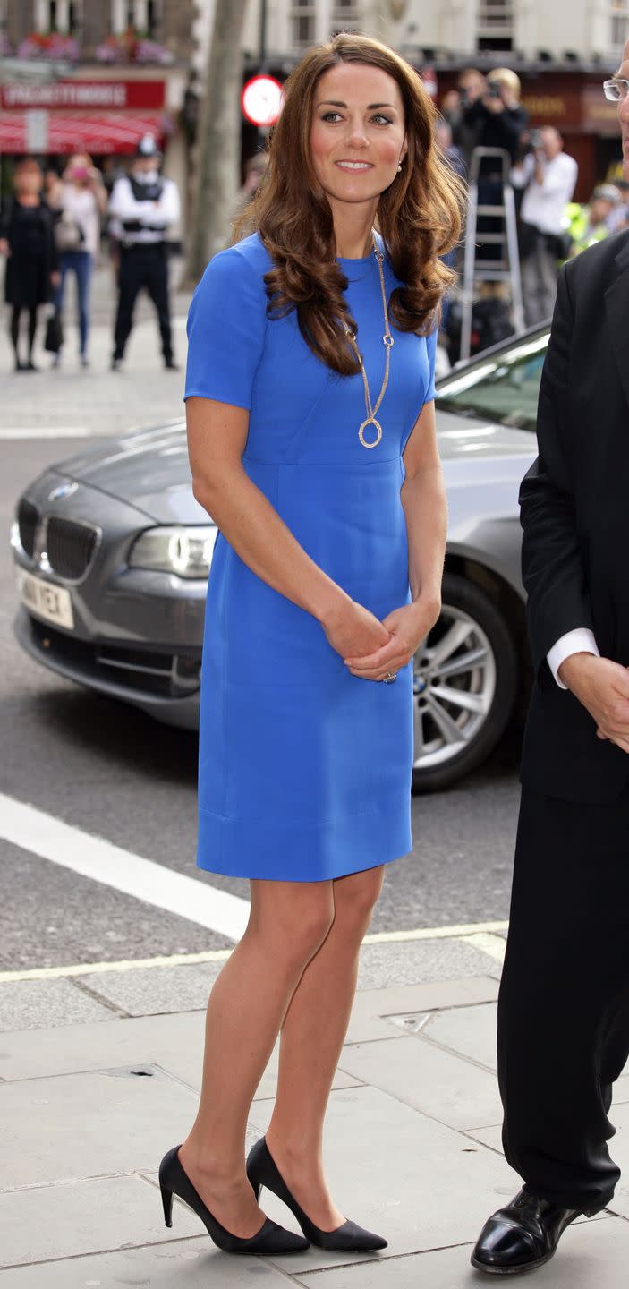 Kate in a Knee-Length Blue Dress