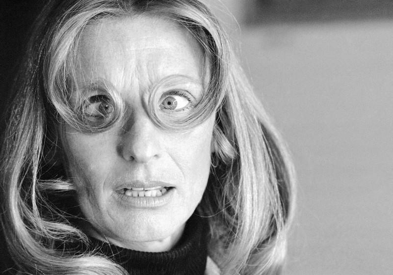 Cloris Leachman with hair around her eyes