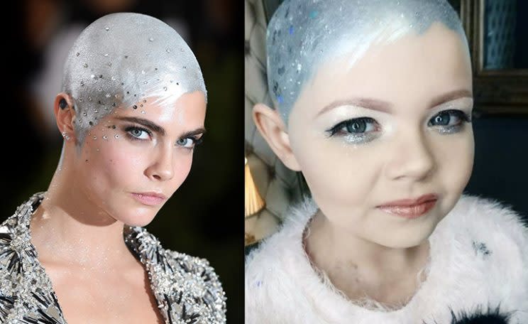 Brooklyn Hutchinson, right, was inspired by Cara Delevingne's recent glam look.