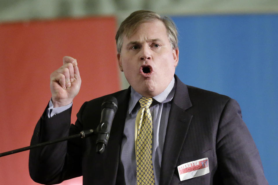 FILE - In this Jan. 28, 2014 file photo, National Organization for Marriage President Brian Brown speaks in Salt Lake City. With their champion, Sen. Ted Cruz, now out of the presidential race, groups opposing abortion and same-sex marriage say they'll bide their time and warily assess Donald Trump before deciding whether to back him as the Republican nominee.  (AP Photo/Rick Bowmer, File)