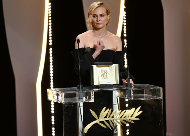 German actress Diane Kruger speaks after she was awarded with the Best Actress Prize for the film "In the Fade" (Aus Dem Nichts) on May 28, 2017 at the Cannes Film Festival