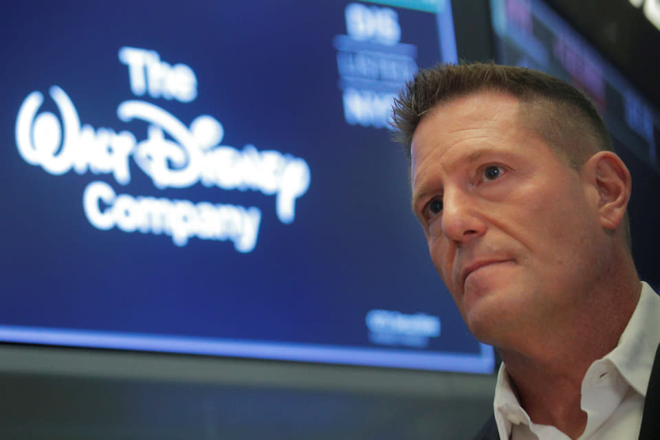 Kevin Mayer, Disney's head of direct-to-consumer division, on the floor at the New York Stock Exchange (NYSE) in New York, U.S., October 22, 2019. REUTERS/Brendan McDermid - RC1CE8B3D880