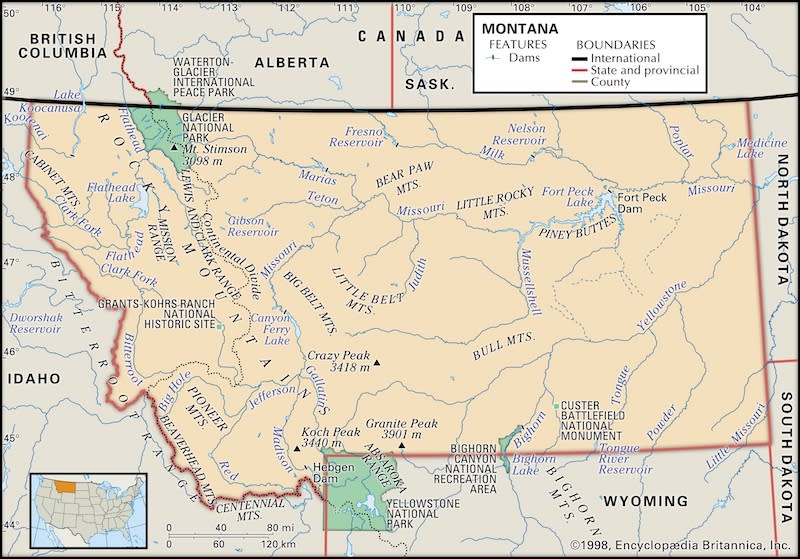 This is a map of Montana, a state with more than one million people that borders three Canadian provinces. Photo from Getty Images.