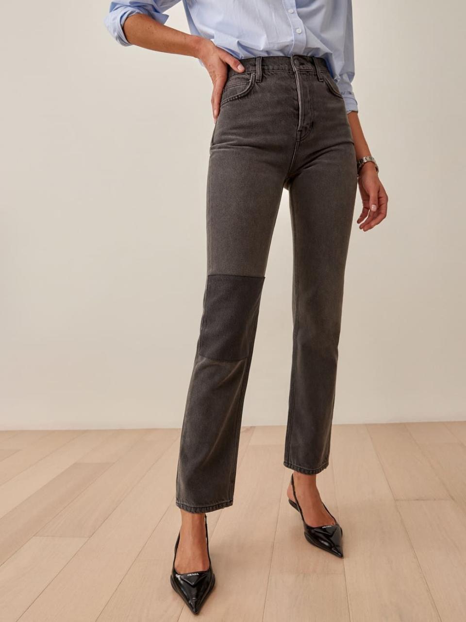 Cynthia Patch High Rise Straight Jeans