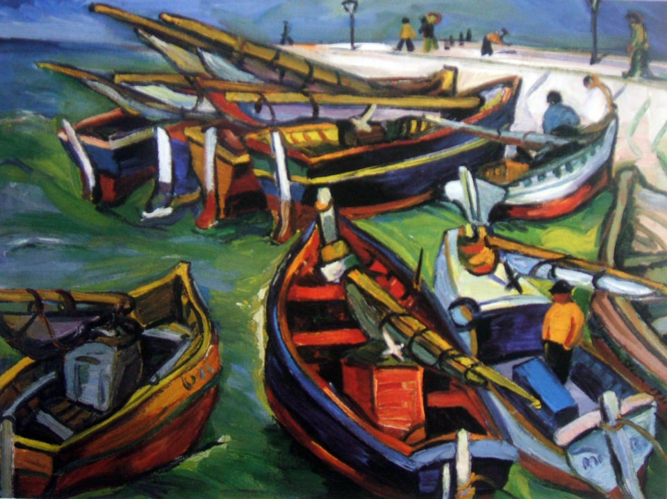 This undated photo provided by The City of Tshwane on Monday, Nov. 12, 2012, shows a 1931 Irma Stern "Fishing Boats" oil on canvas. Police in South Africa said Monday that robbers posing as visitors to an art museum stole more than $2 million worth of art including "fishing boats" from an exhibit near the country's capital. (AP Photo/The City of Tshwane)